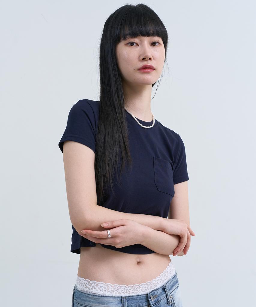 Yuseuteule Chest Pocket Short Sleeve T-Shirt (Navy)