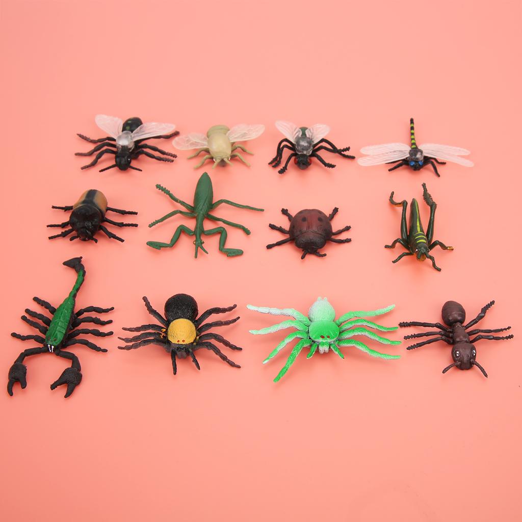 12pcs Assorted Lifelike Bugs Model Children Educational Simulation Insect Model ToyS