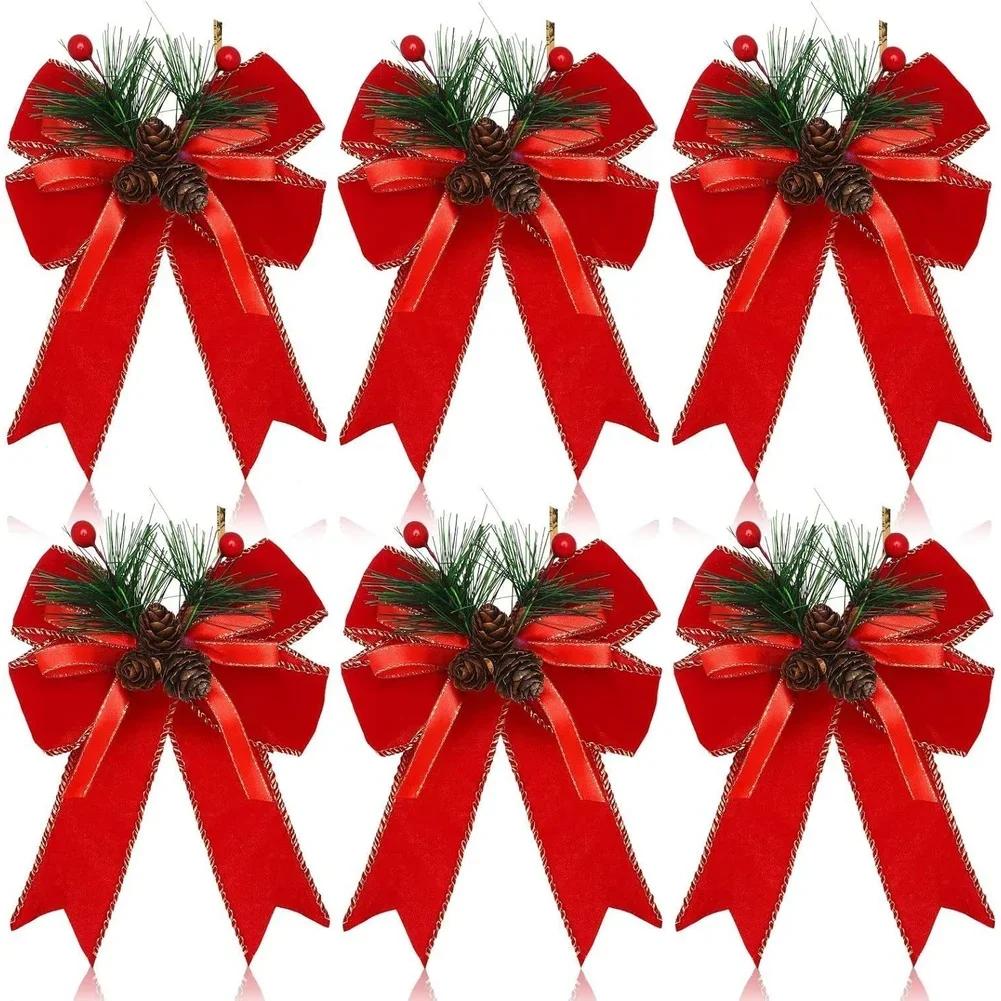 

DIY Large Velvet Bow for Christmas Tree Finisher with Edge Binding Ribbon Ornament 13 to 15cm Pendant for Tree Tops