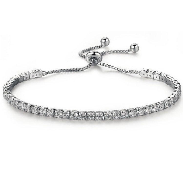 Fashion Low-Key Luxury Exquisite Diamond-Encrusted Crystal Push-Pull Bracelet