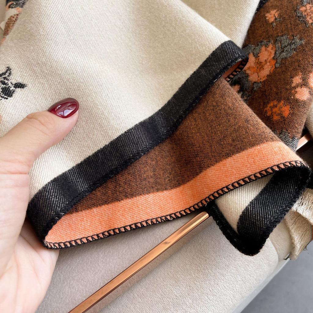 Autumn And Winter Imitation Cashmere Scarf Female Horse Pattern Versatile Long Fringed Shawl Thickened Scarf