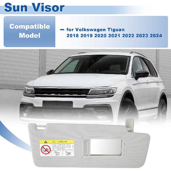 

No.5NN-857-552-L-SX4 Right Passenger Side Sun Visor Assembly for Volkswagen Tiguan 2018 2019 2020 2021 2022 2023 2024 Sun Protection Shade W/Makeup