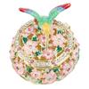 Round Hummingbird Pattern Enameled Jewelry Box Decorative Metal Trinket Box Vintage Jewelry