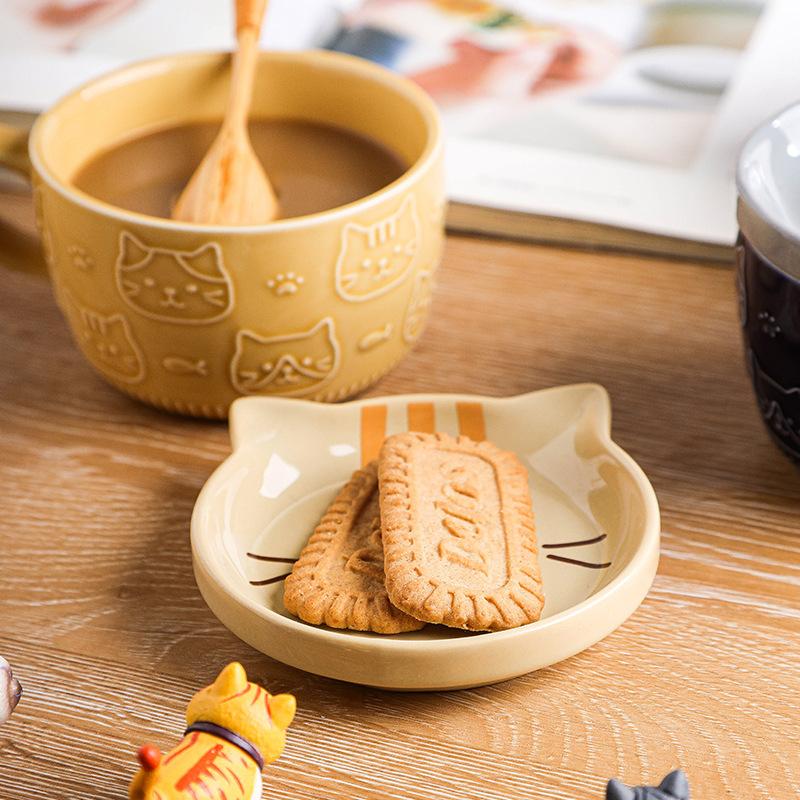 Cute Cartoon Cat Ceramic Mug with Lid Cup