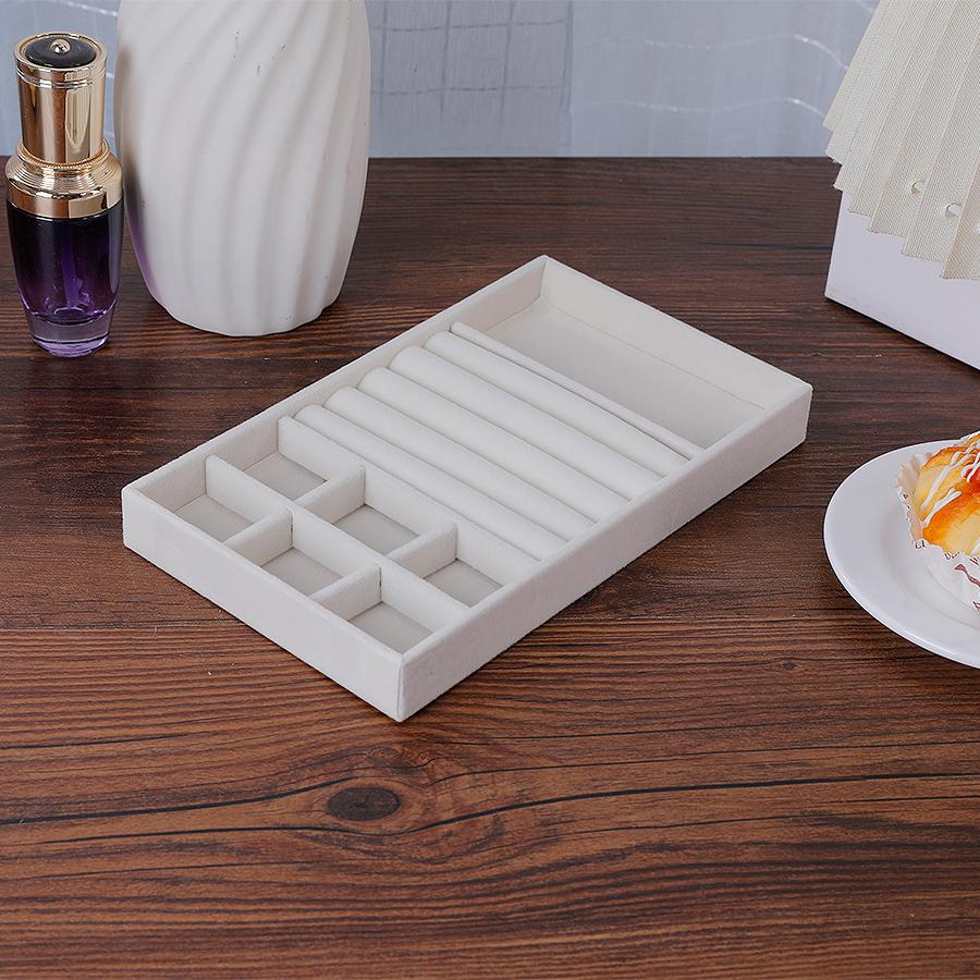 1PC, Flocking Jewelry Box Jewelry Tray, Color: Beige