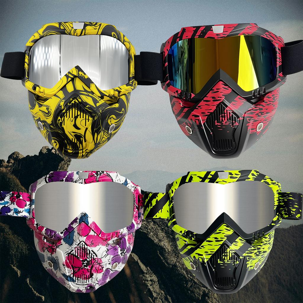 Windproof Outdoor Mask Glasses Men Off-road HD Lens MX MTB ATV Anti-Fog Full Face Protection Tactical Helmet Mask Adjustable