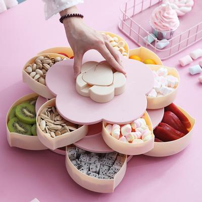 Drehbare Obstplatte mit Deckel 10 geteilte Fächer Leicht zu reinigen Snacks Dips Party-Vorspeisen Kunststoff-Snackschale