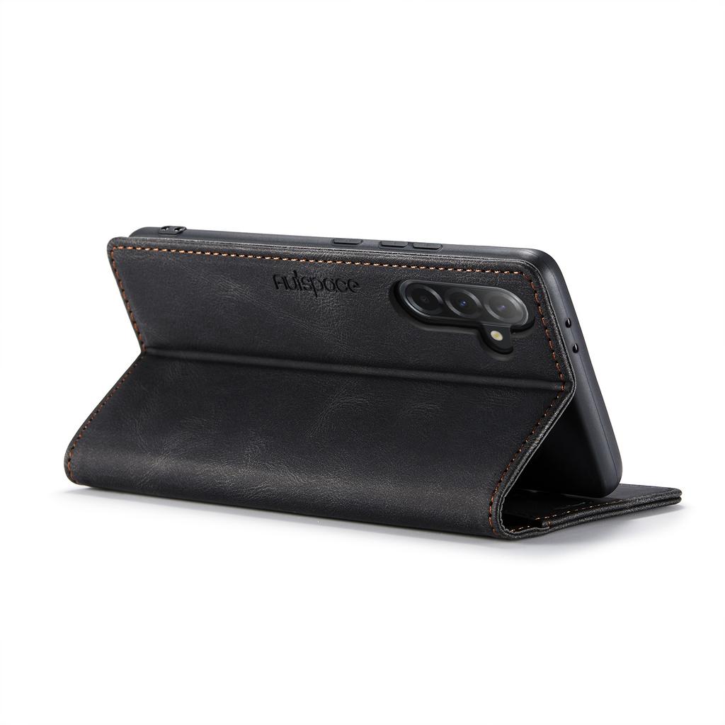 For Samsung Galaxy A56 5G Wallet Case AUTSPACE A01 Leather Stand Cover with RFID Blocking Card Holder