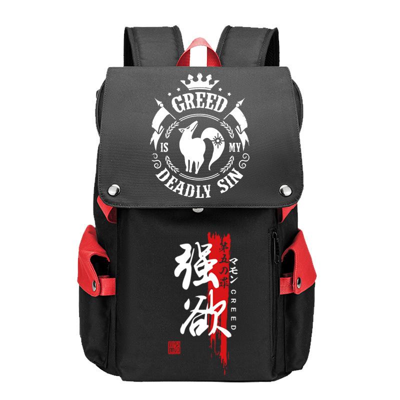 Anime Peripheral Backpack Anime Seven Deadly Sins Seven Original Sins Angry Arrogance School Bag Men'S Backpack