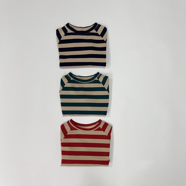 Modische T-Shirts mit breiten Streifen für Kinder Baby Baumwolle Lässige Basic-Oberteile Kinder Sommerkleidung Koreanischer Stil Kurzärmelige T-Shirts für Jungen Mädchen