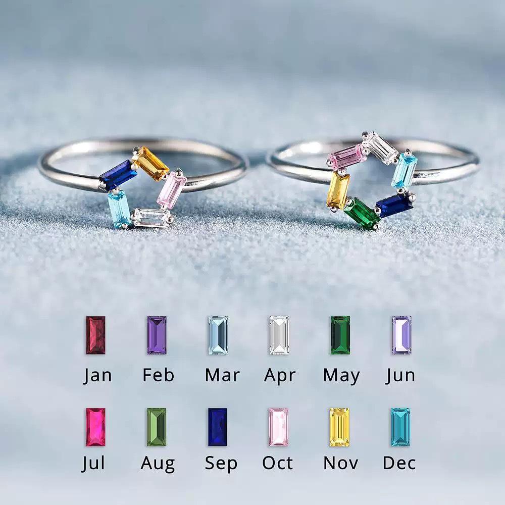 European & American Style S925 Sterling Silver Rectangular Ring with 3-6 Diamond Options