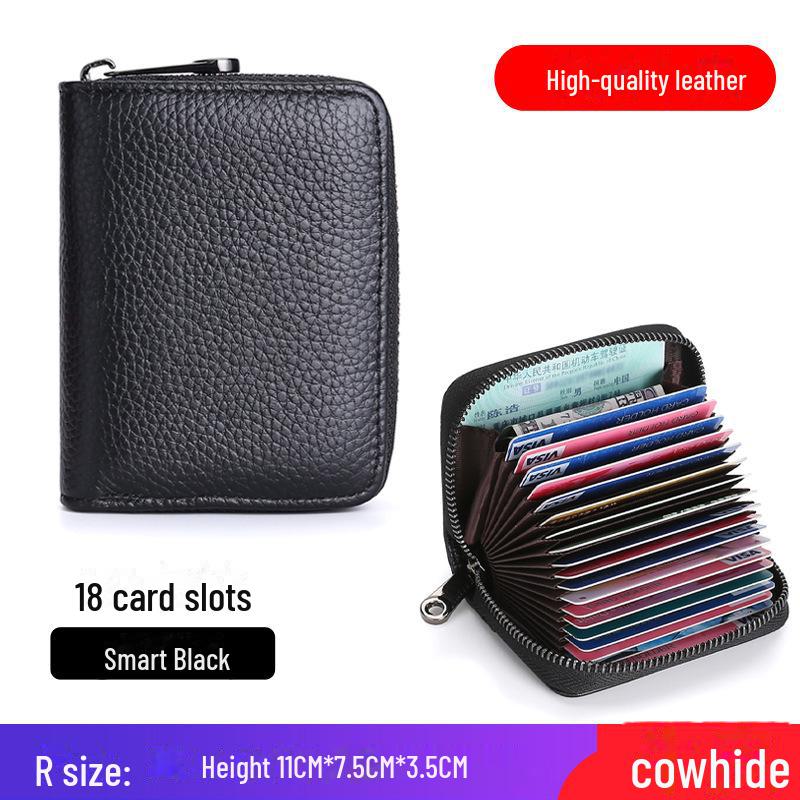 

Мужской ультратонкий держатель карт из натуральной кожи с защитой от кражи, защита от размагничивания, большая вместимость, компактный дизайн для женщин