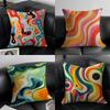 Abstract Geometric Pattern Pillow Case Anti-dustmite Pillowcase Invisible Zipper Silky Short Plush Sofa Cushion Cover