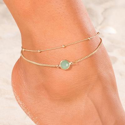 Boho Opal Female Anklets Barefoot Crochet Sandals Foot Jewelry Leg Anklets On Foot Ankle Bracelets MIT