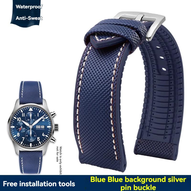 

20mm 21mm 22mm 23mm Nylon Rubber Bottom Waterproof Watch Band for Longines IWC Pilot Mark 18 Seiko Omega Series Watchband Strap 22mm