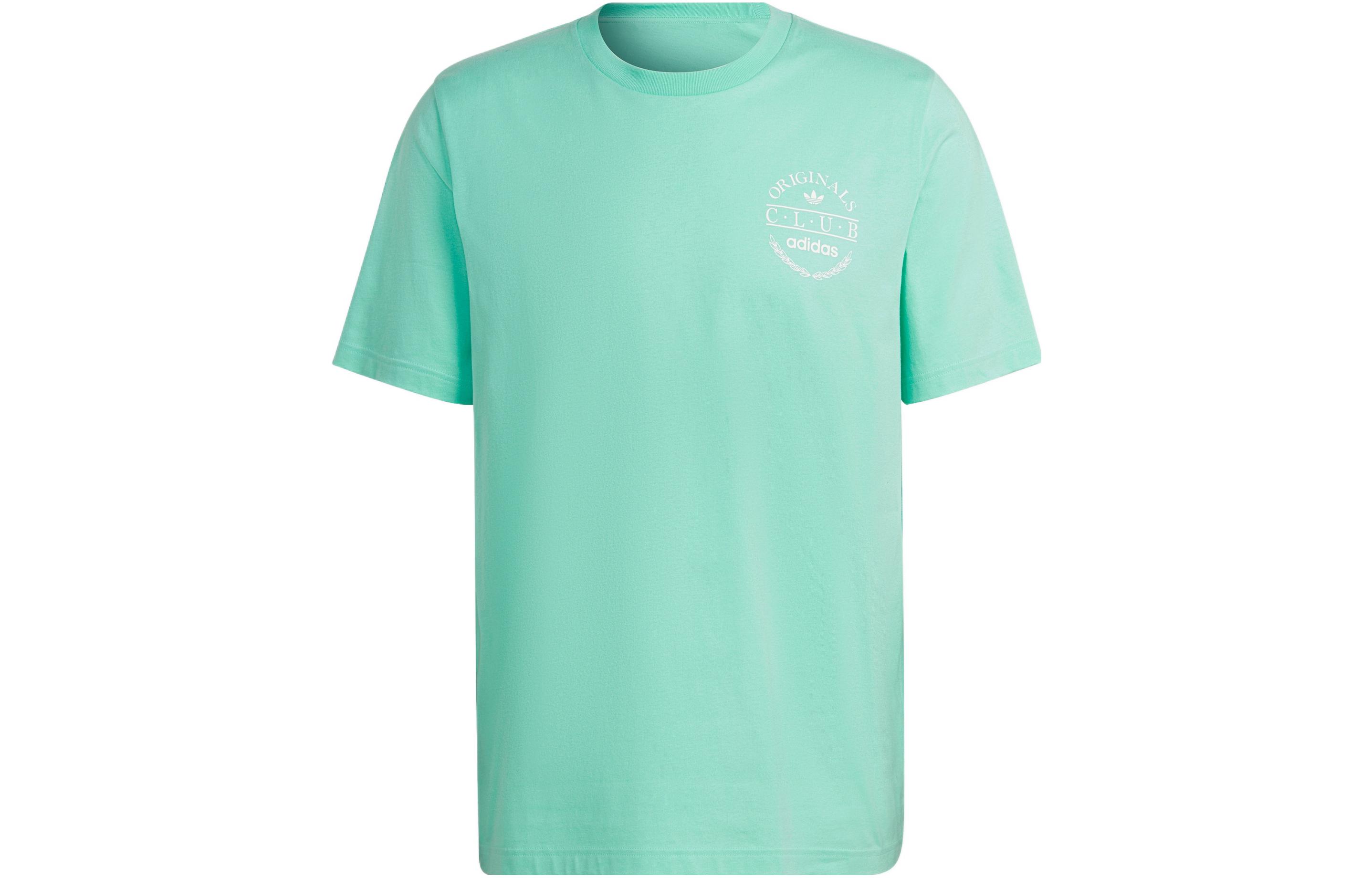 Adidas Originals T Shirts Men s Green Crew Neck Moderate Straight Fit HR7889 M