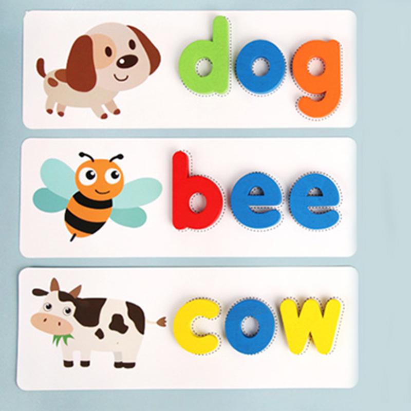 Children's Word Spelling Early Learning Cognitive Card 3D Puzzle Montessori Game Math Arithmetic Teaching Aids Educational Toys