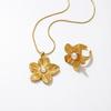 Titanium Steel Light Luxury European and American Golden Flower Clavicle Necklace 