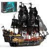 JMBricklayer Black Pearl Pirate Ship Building Set with LED Lights, 1713 PCS Ship Model Boat Kit for Adults, Nautical Display Gift for Halloween Christ