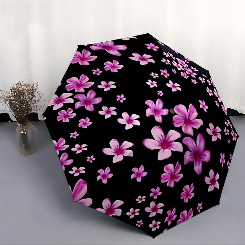 1pc Floral Pattern Automatic Open/Close Umbrella - Compact Travel Umbrella, Gift for Birthday, yy251208136