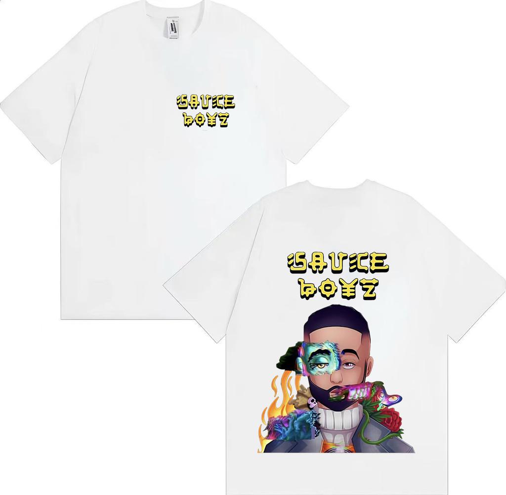 2025 Summer Hiphop Rapper Eladio Carion Tour Tshirt Mens Fashion Cotton Shirt Oversized Shortsleeved Tshirt Street