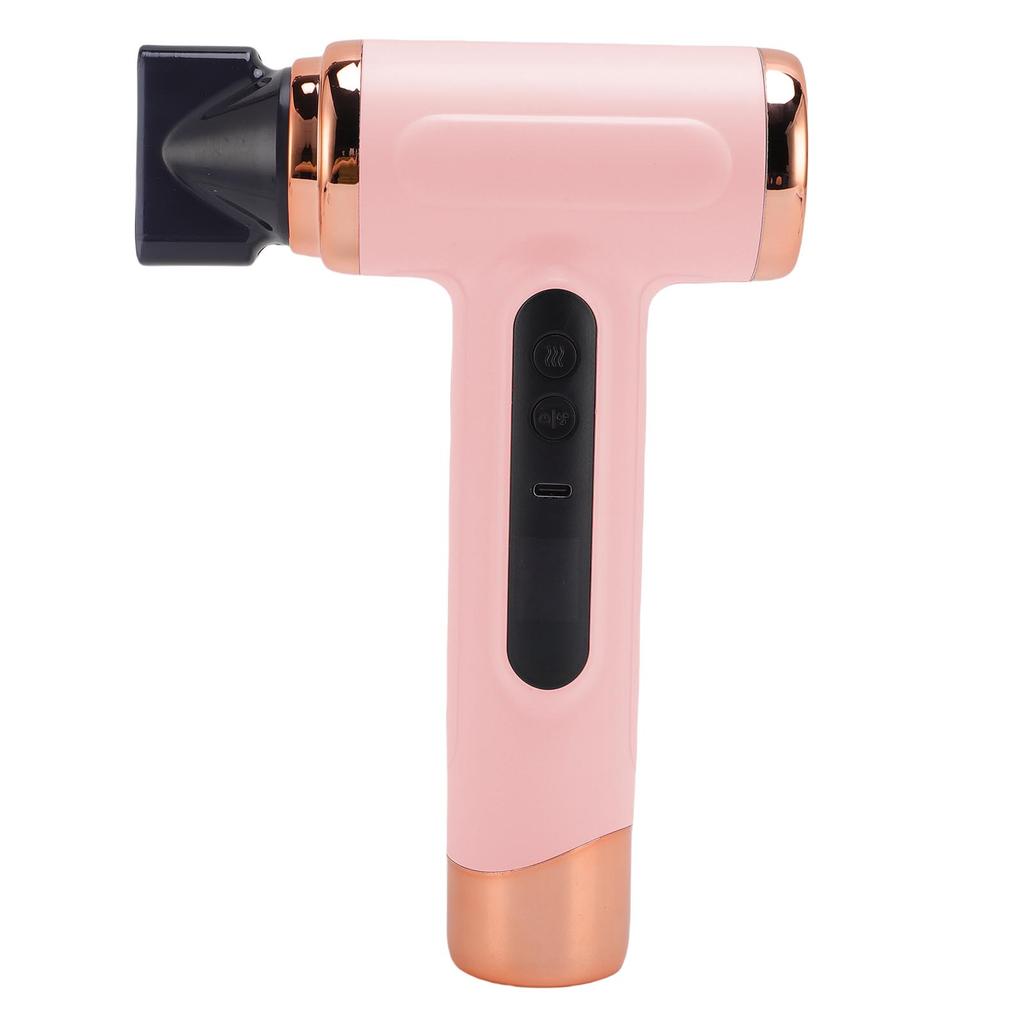 Cordless Ionic Hair Dryer 200W 30000 RPM USB Rechargeable Blow Dryer with 360 Degree Rotating Nozzle Low Noise for