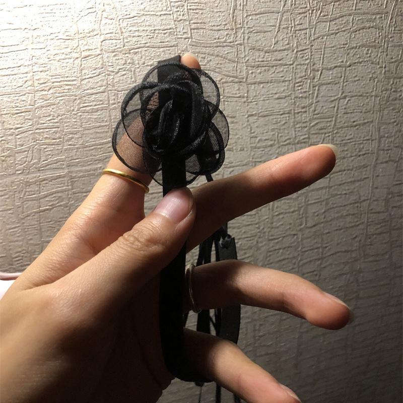 Gotický elegantní velký růžový květ klíční řetízek náhrdelník ženy svatební svatební sexy nastavitelný obojek mariášové šperky doplňky