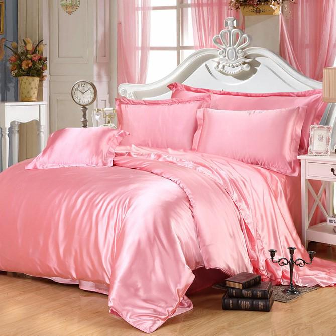 Pure Color Imitation Silk Bedding Set - Silky, Washable Four-Piece Sleep Set