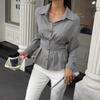 Design Sensing Waist-hugging Shirt New Temperament Intellectual and Elegant Lapel Shirt for Women
