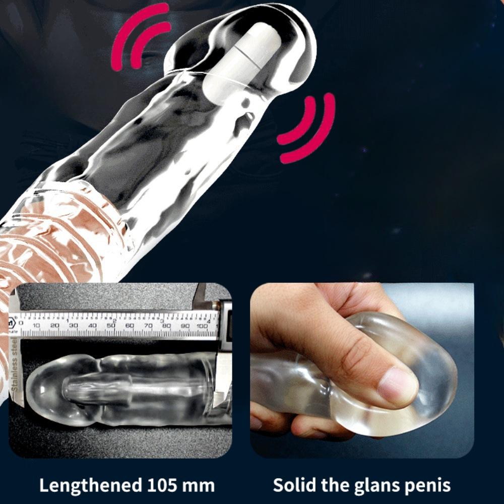 MELEON Penis Extension Sleeve Vibrator Extender Reusable Condoms Soft Delay Ejaculation Dick Sleeve Adult Sex Toys for Men