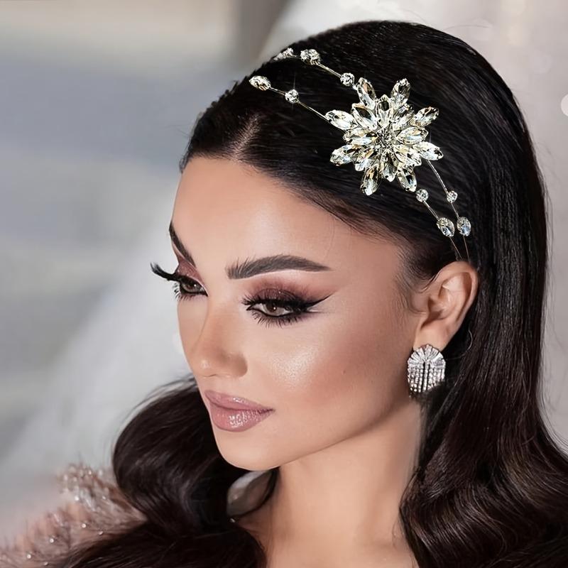 1Pcs Exquisite Water Diamond Snowflake Hair Hoop Bridal Banquet Headwear Daily Date Styling Light Luxury Hair Accessories
