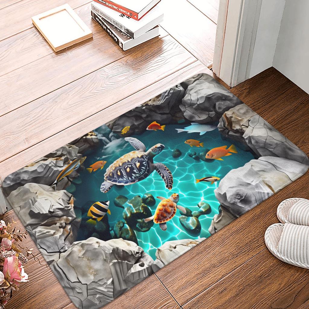 3D Optical Illusion Bear Doormat Non-Slip Bath Kitchen Mat Living Room Floor Door Entrance Carpet Rug