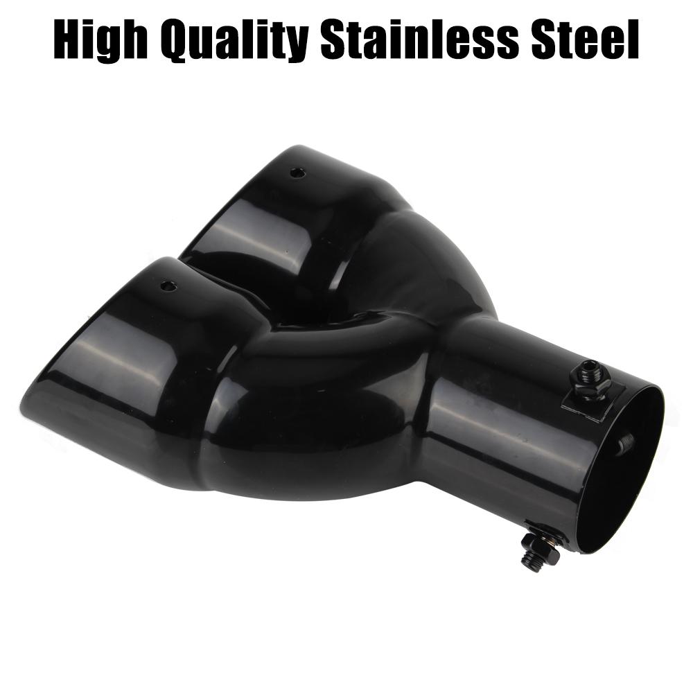 Black Universal 63mm Car Inlet Car Accessories Double Outlet Stainless Steel Double-Barrel Rear Exhaust Tip Tail Pipe