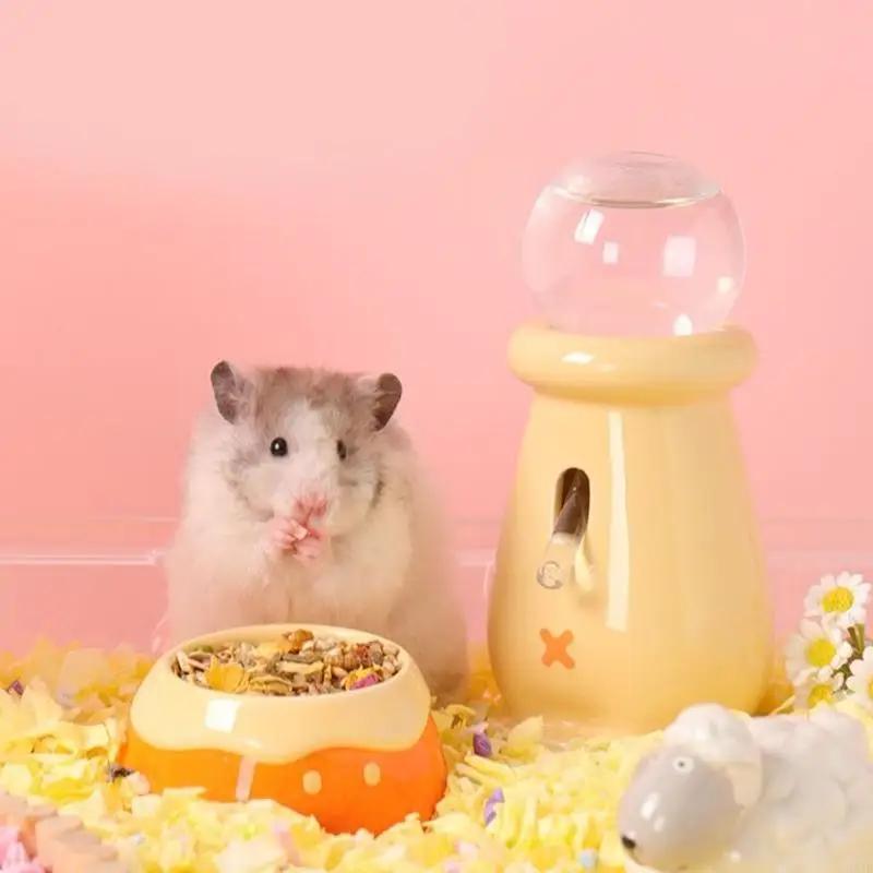 Ceramic Pet Dish With Leakproof Water Feeder Small Animal Feeding Accessories For Hamster Gerbils Cage Decors M4YD