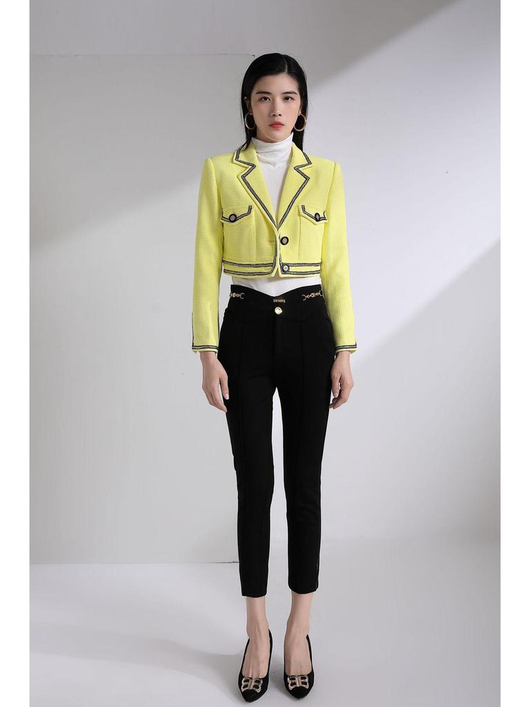 LML Damen Einreihige Kurzreversjacke - Vielseitiges Einfarbiges Langarmdesign