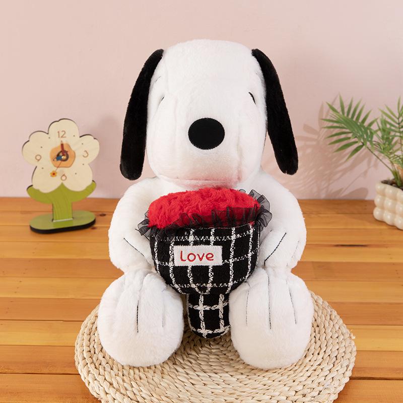 2025 Snoopy Love Heart Bouquet Plush Toy Pillow - Birthday Gift for Girls and Kids