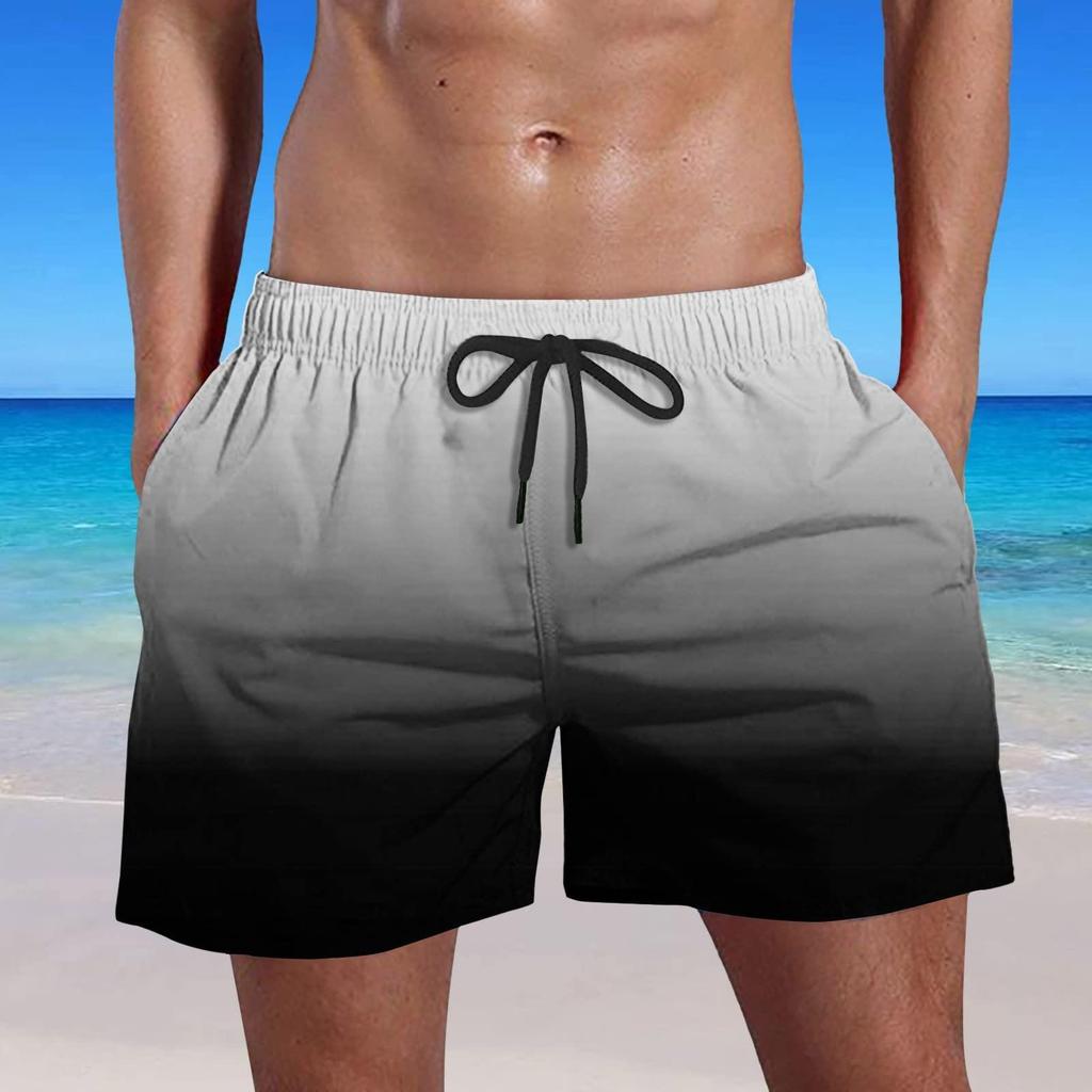 Men's Summer Swim Trunks Quick Dry Shorts With Pockets Plus Gradient Print Beach Shorts