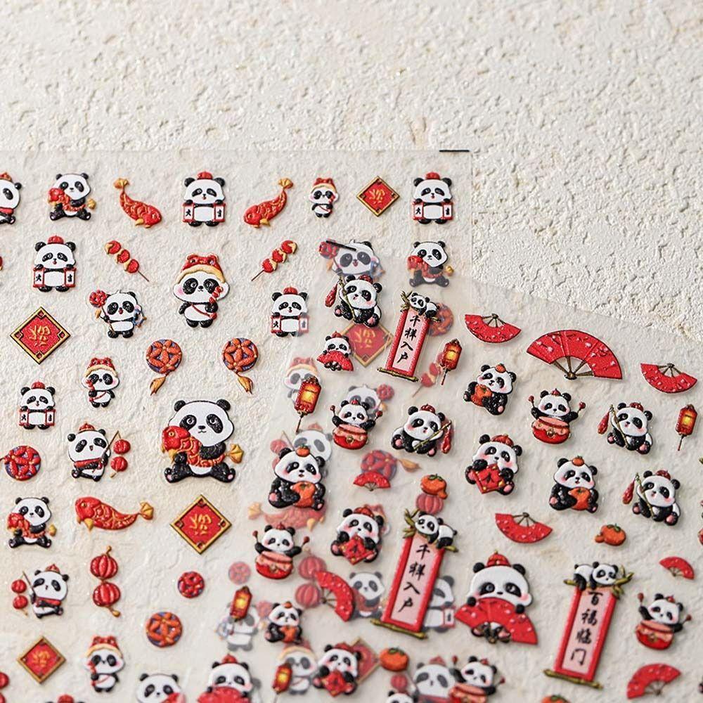 Manicure Ornaments Panda Nail Decals Chinese New Year Panda Panda Nail Art Decorations  Girls