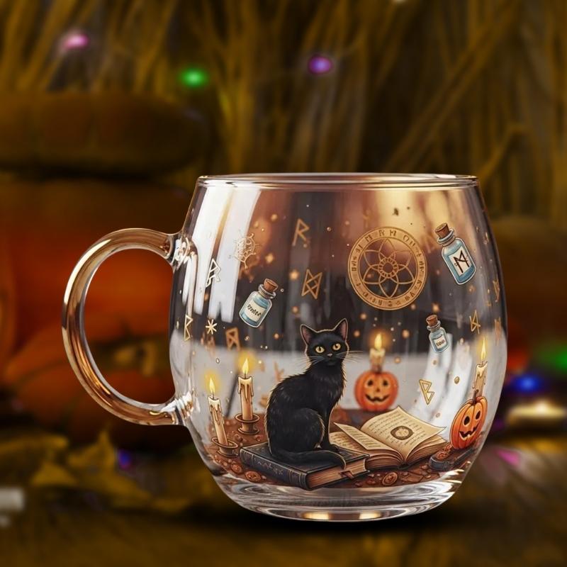 Halloween Themed Painted Glass Cup For Dining Parties Dishwasher Safe 200ml Capacity Painted Glasswares