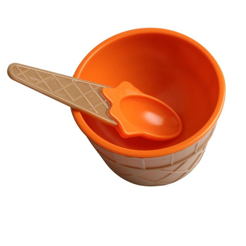 1Set Kids Ice Cream Bowl Spoon Set Durable Children Gifts Lovely Dessert Bowl DIY Ice Cream Tools Icecream Bowl+spoon