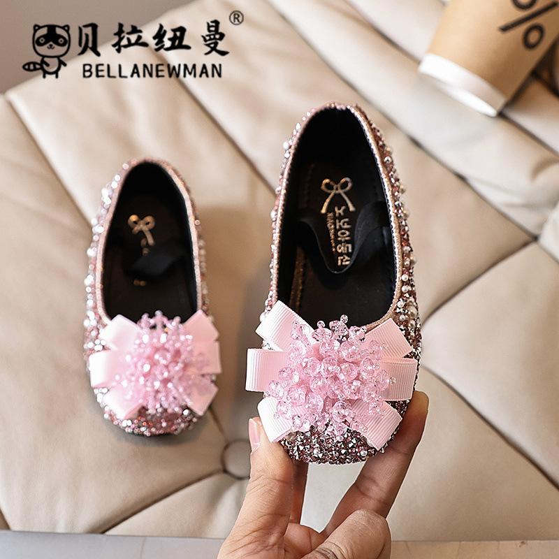 

Bella Newman s new princess shoes for children, floral rhinestone shoes for girls, soft-soled comfortable dance shoes for student performances 21Code