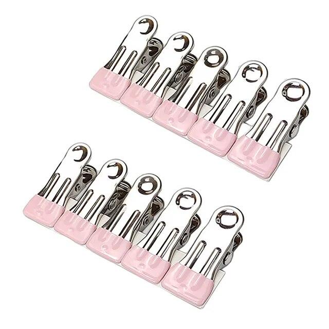 

Вешалка для сушки одежды из нержавеющей стали, ветрозащитная вешалка для одежды, зажимы для носков, бытовой многофункциональный круглый зажим для сушки одежды 10PCS розовый