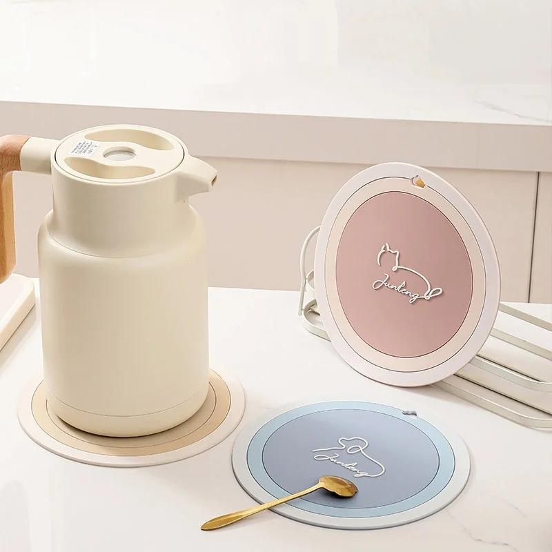 Silicone Round Solid Color Coasters Heat Insulation Waterproof Oilproof Mats Thickening Mat Home and Decoration Kitchen Utensils