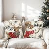 Christmas Decoration Pillow Cover Snowman Reindeer Pattern Printing Living Room Sofa Cushion Cover Home Room Decoration