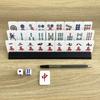 Travel Mahjong Tile Set Portable 144 PCS Mini Mahjong Game Tiles 4 Mahjong Racks Canvas Storage Bag Dices On-The-Go Game