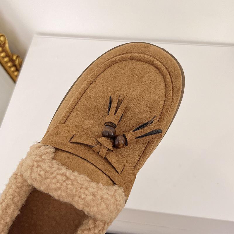 Winter velvet thickened warm beanie shoes fashion loafers non-slip soft-soled cotton shoes