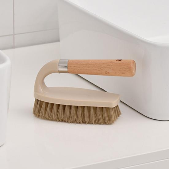 Cleaning Brush Multifunctional Durable Wooden Handle Stiff Bristles Sturdy Scrub Brush for Bathroom
