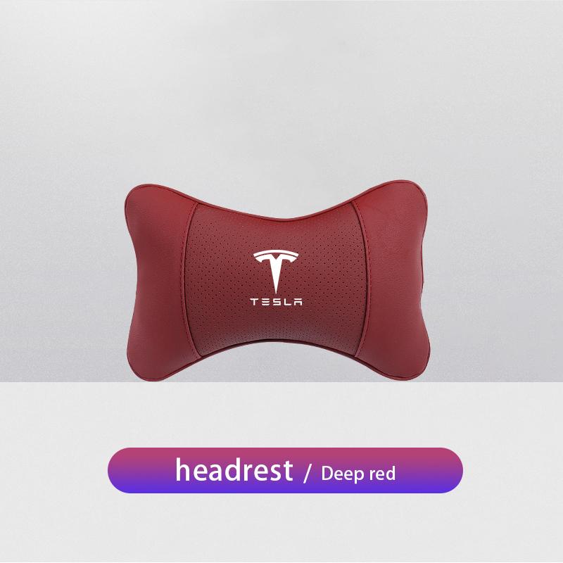 1Pcs Car Seat Headrest Auto Logo Neck Pillow For Tesla Model 3 Model Y Model S X Cybertruck Juguete Roadster Coil Bonina SpaceX