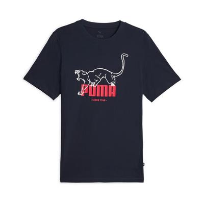 Basic Graphics Animal Comfortable Soft Letter Animal Pattern Short Sleeve T-Shirt Men Tops Navy-Blue 690665-06