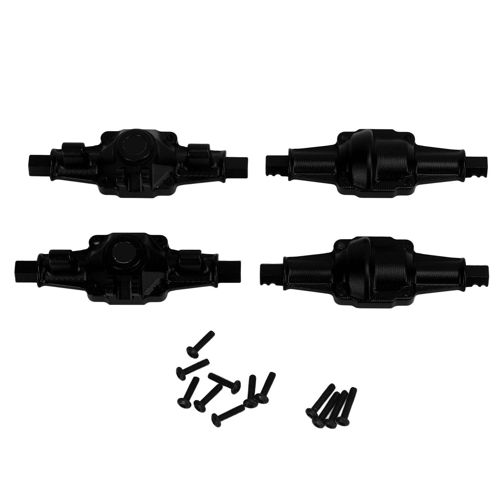 

RC Front Rear Axle Housing Set Aluminum Alloy RC Axle Shell Upgrade Parts for FCX24 1 24 Crawler 6.2cm Black чорний